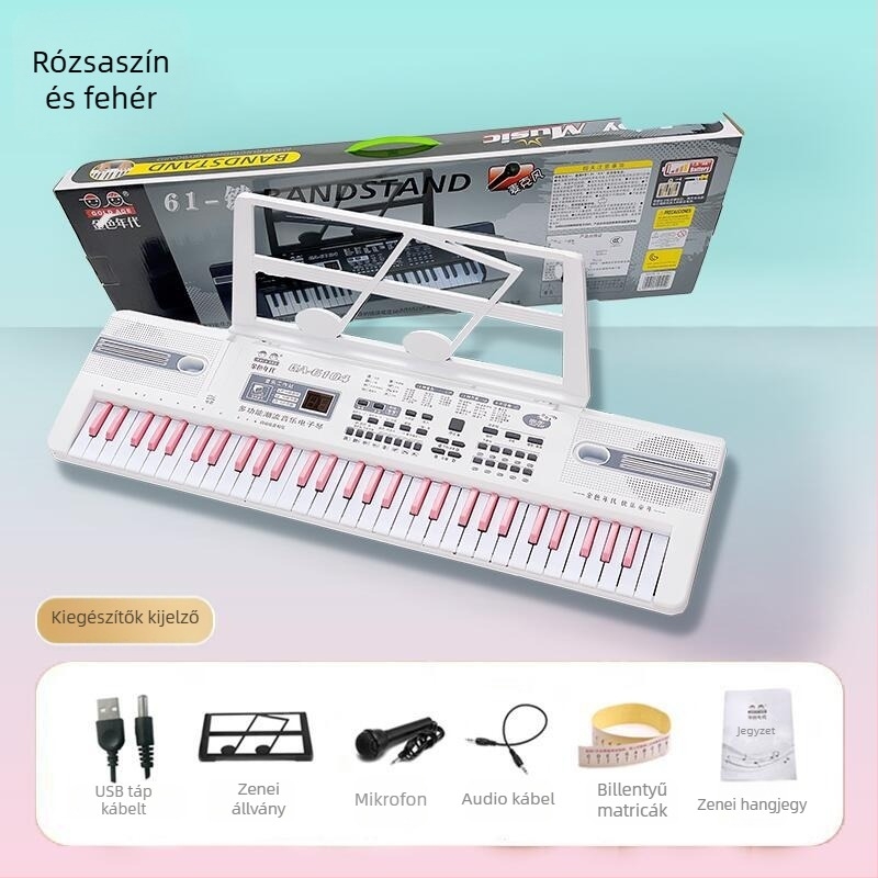 61 billentyűs elektronikus orgona korai oktatáshoz, PVC anyag, Golden Age márka, 4–6 éves gyermekeknek