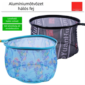 Alumíniumötvözet hálófej karbonhatású dizájnnal, szokatlan alakú a fekete tavak versenyszerű horgászatához, levehető hálózati rész és hálózseb.