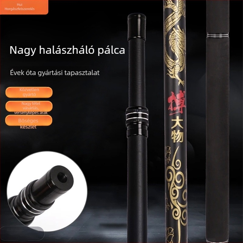 Szénszálas horgász hálóbot, teleszkópos, 4 részes