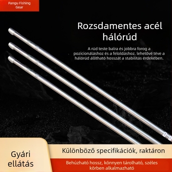 Merítőnyél horgászathoz, kihúzható, vastagított kivitel, merítő- és haltartó nyél, fehér acél domborított felülettel