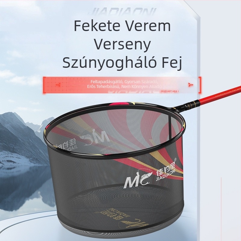 Versenyszerű horgászathoz tervezett ultra-könnyű, finom hálófej, horogellenes kialakítás, gyorsan száradó hálózseb a nagy testű halak fogásához fekete kútnál – teljes készlet