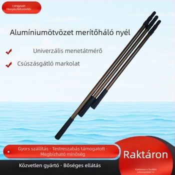 Alumíniumötvözetből készült horgász háló rud, kiterjeszthető és állítható, moduláris, többszakaszos kialakítású, barna színű