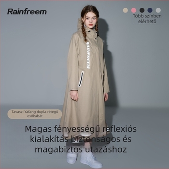 Egyszemélyes esőköpeny felnőtteknek, hosszú, teljes testet fedő kialakítás, Chun yafang anyag, 0.23 mm vastagságú, PVC ragasztó réteg, testreszabás elérhető