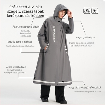 Egyszemélyes esőköpeny felnőtteknek, hosszú, teljes testet fedő kialakítás, Chun yafang anyag, 0.23 mm vastagságú, PVC ragasztó réteg, testreszabás elérhető