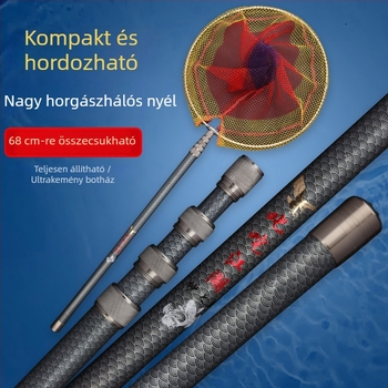3 m ultrakönnyű teleszkópos horgász hálóbot, üvegszálból, merev