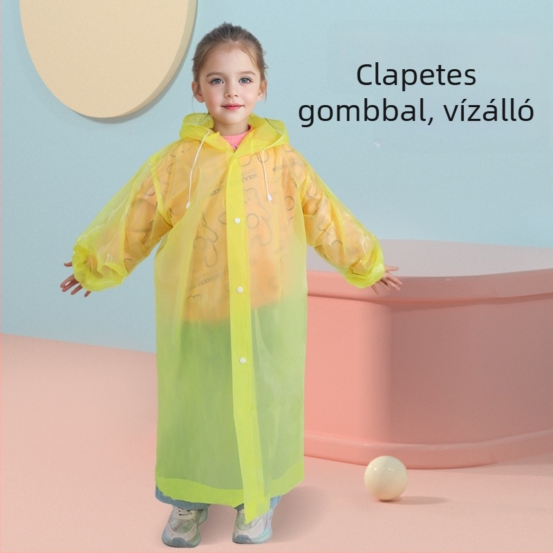Egyszer használatos EVA gyerek esőkabát, egy darab poncsó gyerekeknek, hordozható kültéri esővédő PVC ragasztó réteggel
