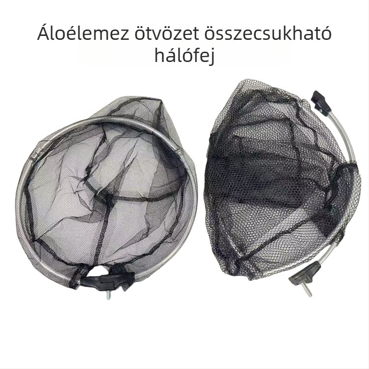 Összecsukható alumínium ötvözetből készült horgász hálófej, 35 apró szem, 16/20 cm mélység