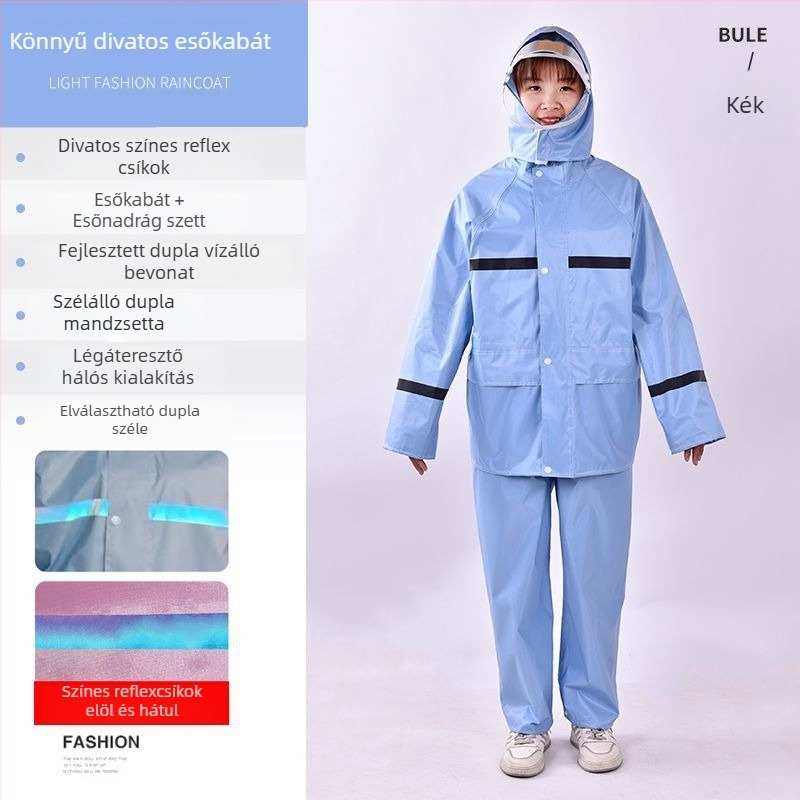 Női szétválasztható esőkabát és esőnadrág szett kerékpárhoz — teljes körű vízállóság, fényvisszaverő részletek