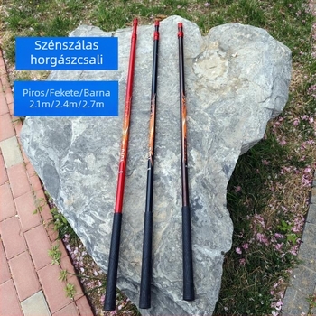 Szénszálas horgászbot hálóval – teleszkópos hálóval és tartóval