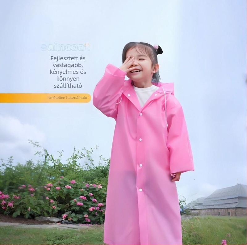 Gyerekeknek szóló EVA esőponcho, vastag, egy darabból álló kivitel, logónyomással, vízálló