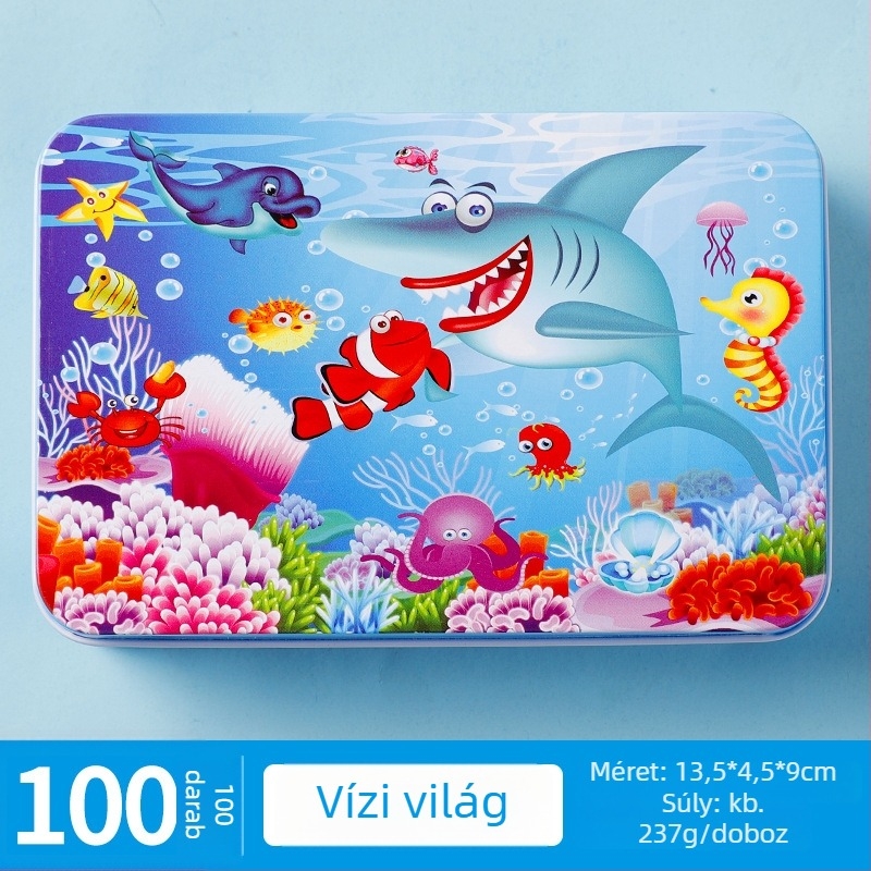 Fából készült sík puzzle gyerekeknek, DIY lehetőség, OPP zacskóban csomagolva, 4–6 éveseknek.