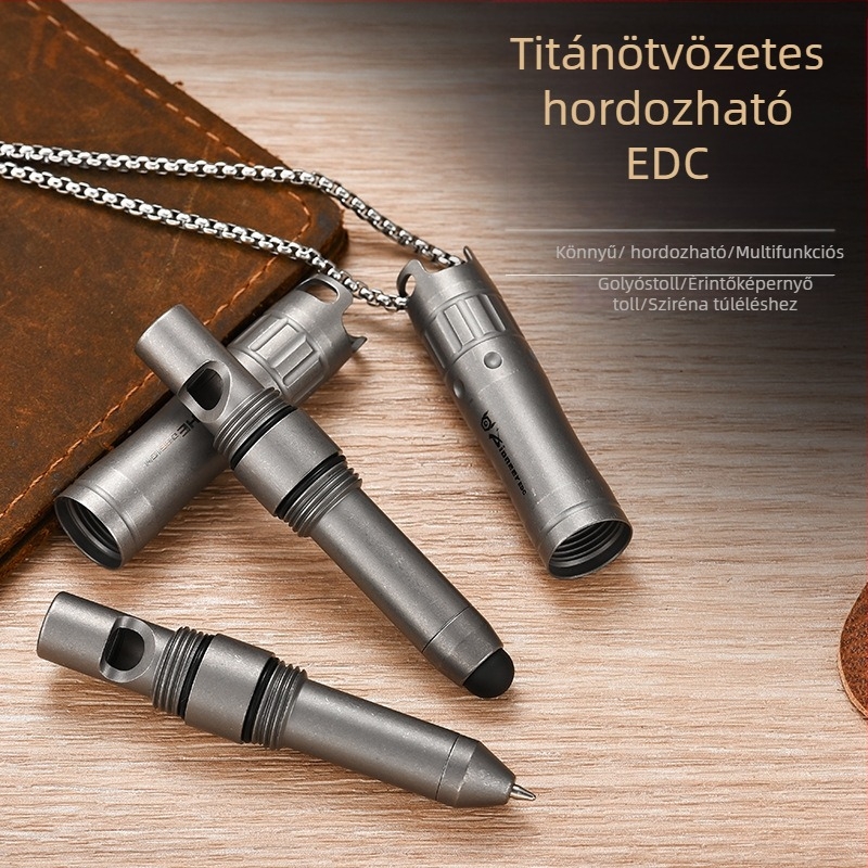 Érintőképernyős stylus szilikon fejjel, univerzális kompatibilitás telefonokhoz és táblagépekhez, titánium ötvözet síp, túlélő medál