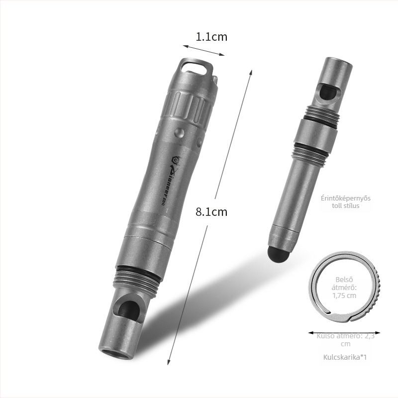 Érintőképernyős stylus szilikon fejjel, univerzális kompatibilitás telefonokhoz és táblagépekhez, titánium ötvözet síp, túlélő medál