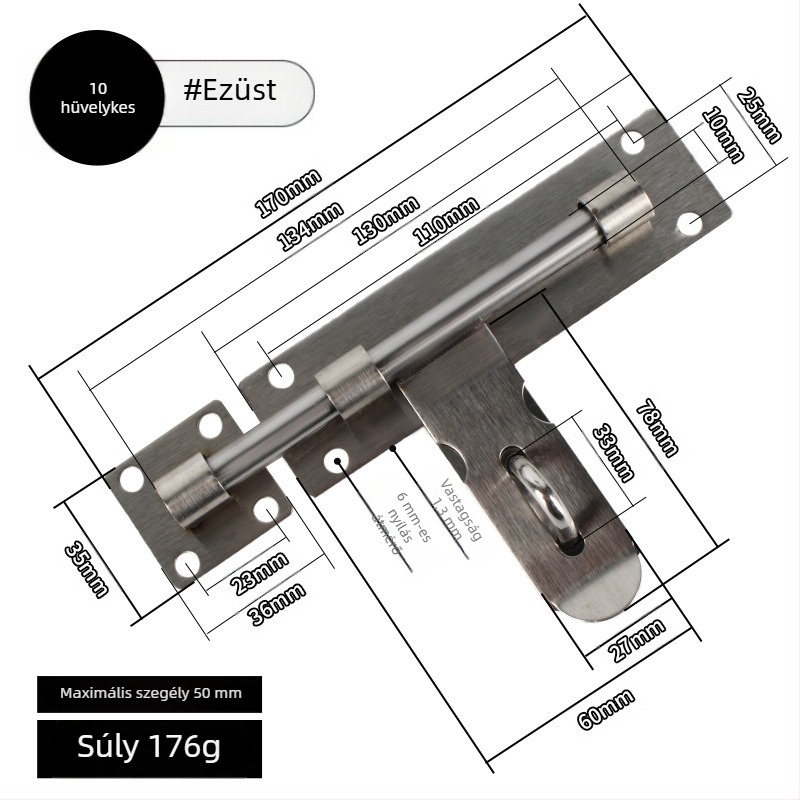 Súlyos kivitelű rozsdamentes acél ajtócsap, kefével csiszolt felülettel – Ranch Door Lock