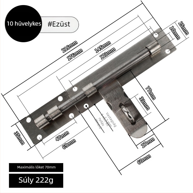 Súlyos kivitelű rozsdamentes acél ajtócsap, kefével csiszolt felülettel – Ranch Door Lock