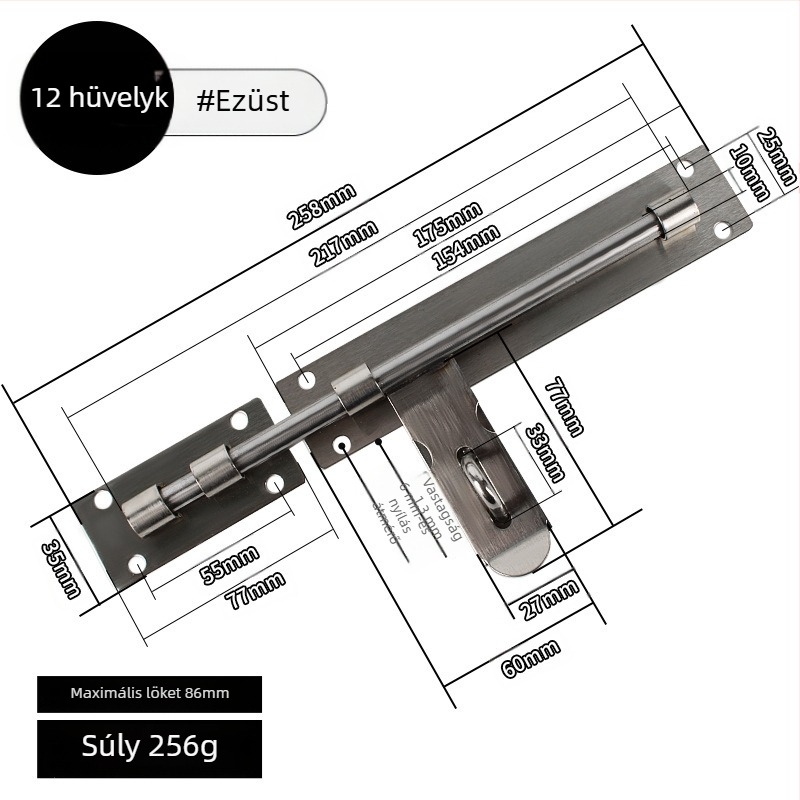 Súlyos kivitelű rozsdamentes acél ajtócsap, kefével csiszolt felülettel – Ranch Door Lock
