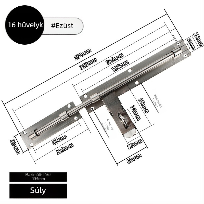 Súlyos kivitelű rozsdamentes acél ajtócsap, kefével csiszolt felülettel – Ranch Door Lock