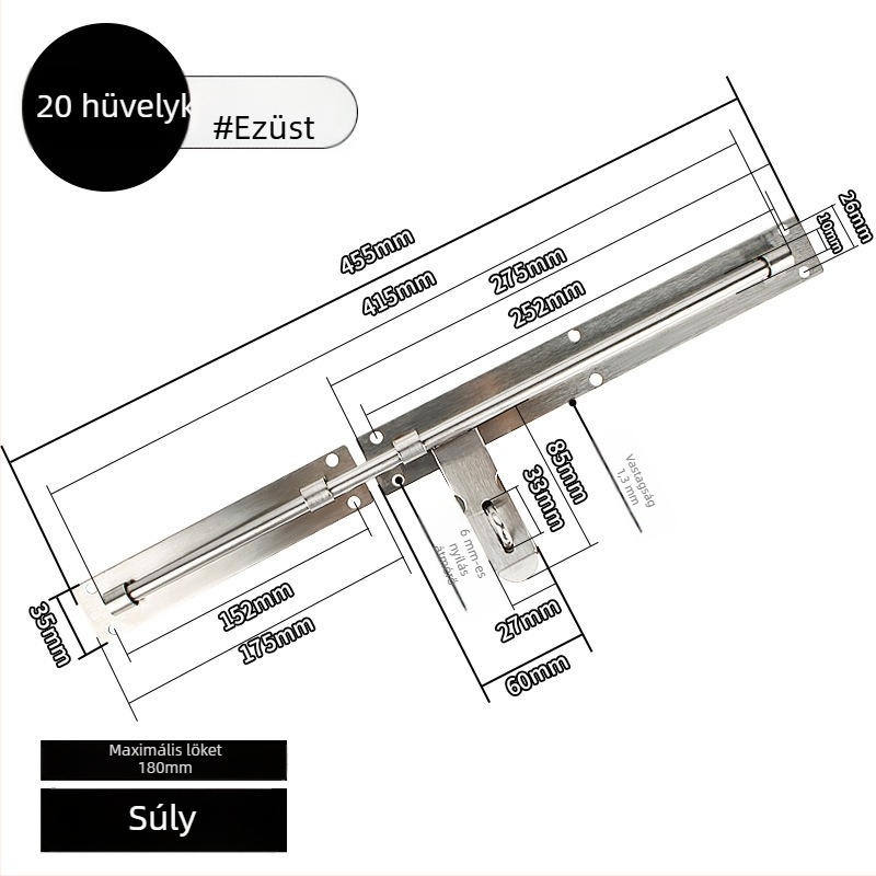 Súlyos kivitelű rozsdamentes acél ajtócsap, kefével csiszolt felülettel – Ranch Door Lock