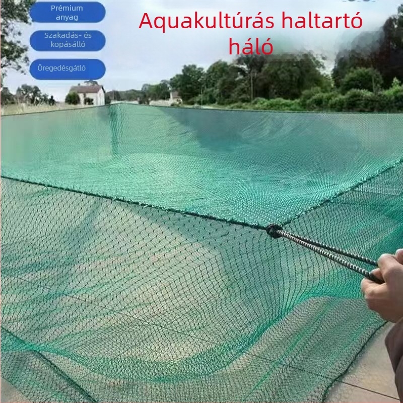 Nylonból készült akvakultúrás ketrec háló fedéllel, 10 szemű