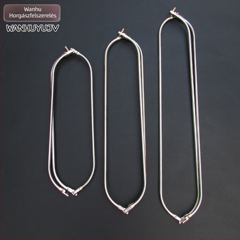 Rozsdamentes acél halászhálófej összecsukható körhurokkal és háromszög alakú gyűrűvel, csavarokkal, 8 mm vastag üreges gyűrű