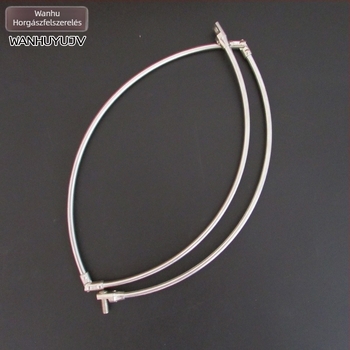 Rozsdamentes acél halászhálófej összecsukható körhurokkal és háromszög alakú gyűrűvel, csavarokkal, 8 mm vastag üreges gyűrű