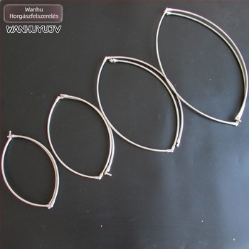 Rozsdamentes acél halászhálófej összecsukható körhurokkal és háromszög alakú gyűrűvel, csavarokkal, 8 mm vastag üreges gyűrű