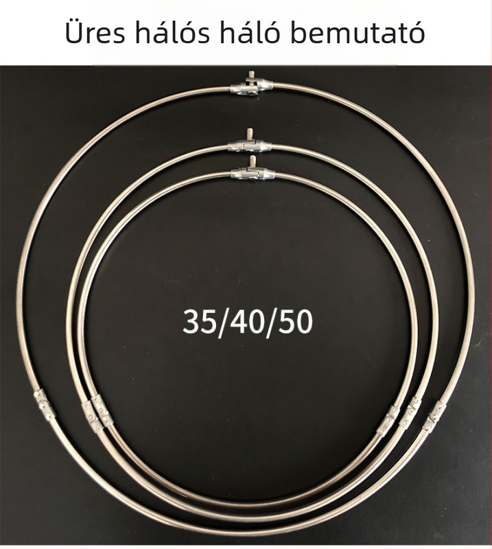 Rozsdamentes acél halászhálófej összecsukható körhurokkal és háromszög alakú gyűrűvel, csavarokkal, 8 mm vastag üreges gyűrű