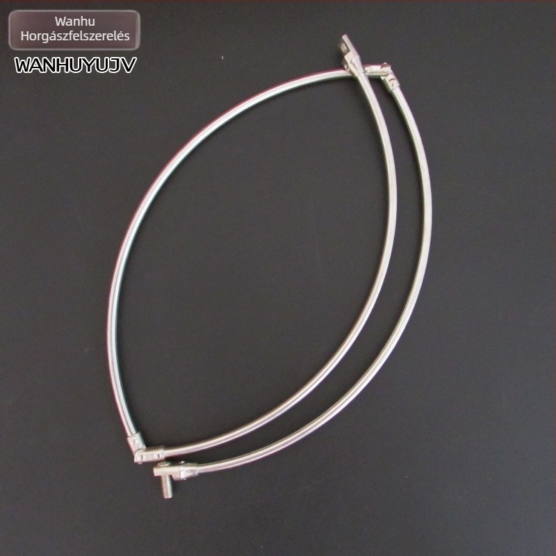 Rozsdamentes acél halászhálófej összecsukható körhurokkal és háromszög alakú gyűrűvel, csavarokkal, 8 mm vastag üreges gyűrű