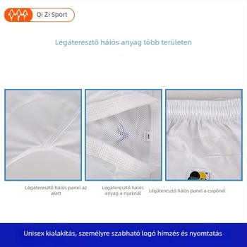 Karaté gi Kumitéhez - rugalmas, könnyű hálós dizájnnal, poliészter-pamut keverék (65% poliészter)