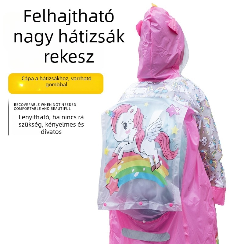 Gyerekeknek szóló esőponcho kapucnival, PVC anyag, logó nyomás, testreszabható, túrázáshoz