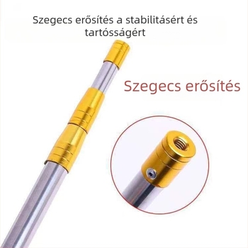 Rozsdamentes acél teleszkópos gyümölcsszedő pálca hálóval, 8 mm-es csavaros csatlakozással, állítható hosszúságú, 3-6 részes