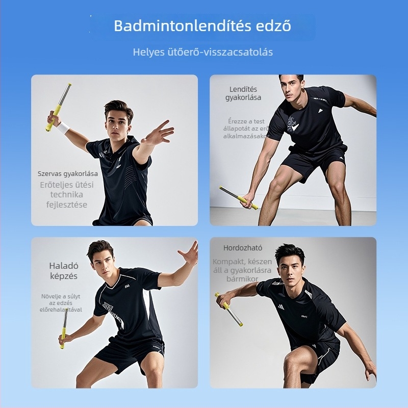 Badminton ütés-edző — könnyű és hordozható csuklóerő-fejlesztő készülék, 6 darabos rozsdamentes acél készlet