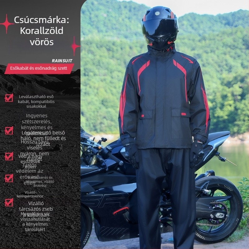 Felnőttkori esőkabát és esőnadrág készlet, vastag PVC bevonatú Chunya textil esőruha, poncsó egy személyre