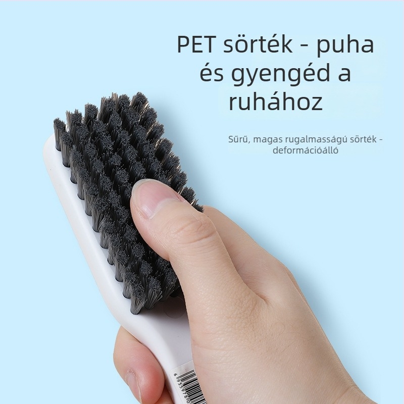 Hosszú nyélű cipő- és ruhatisztító kefekészlet, kétoldalas lapos kefe, műanyag kivitel