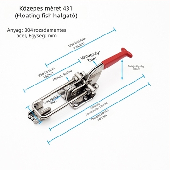 Gomb típusú zárcsipesz, 304 rozsdamentes acél és galvanizált vas, modellek 40323, 431, 40341