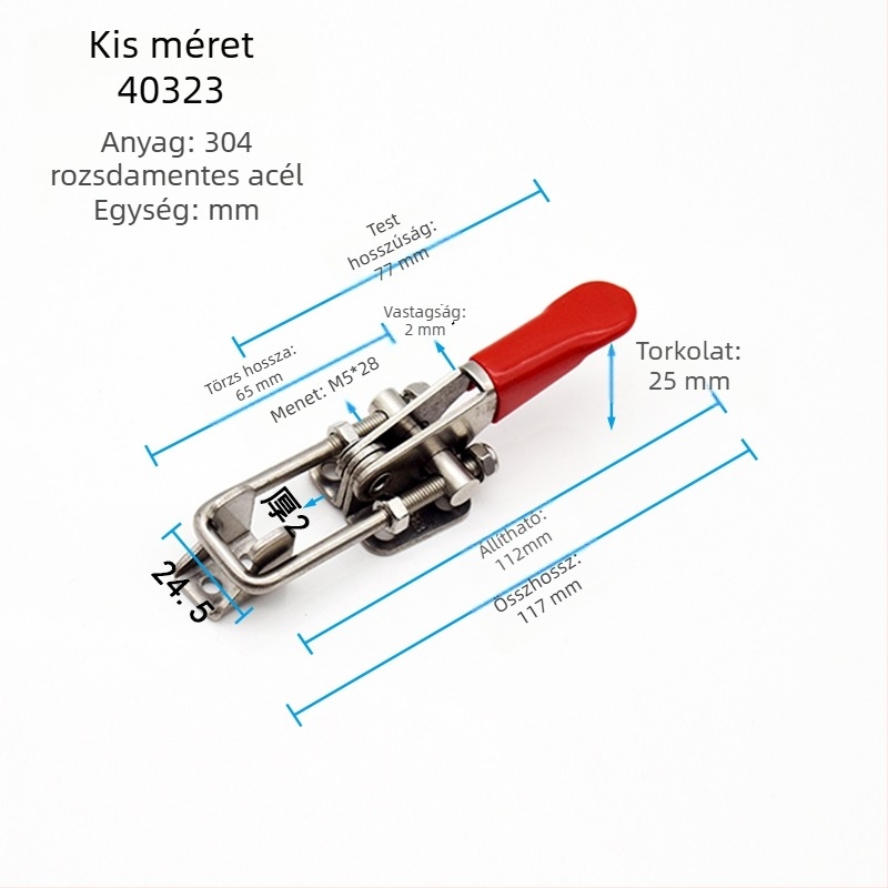 Gomb típusú zárcsipesz, 304 rozsdamentes acél és galvanizált vas, modellek 40323, 431, 40341