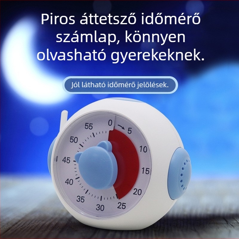 Tanuláshoz vizuális időmérő digitális kijelzővel, riasztással, akkumulátoros, ABS tokozás, rajzfilm dizájn