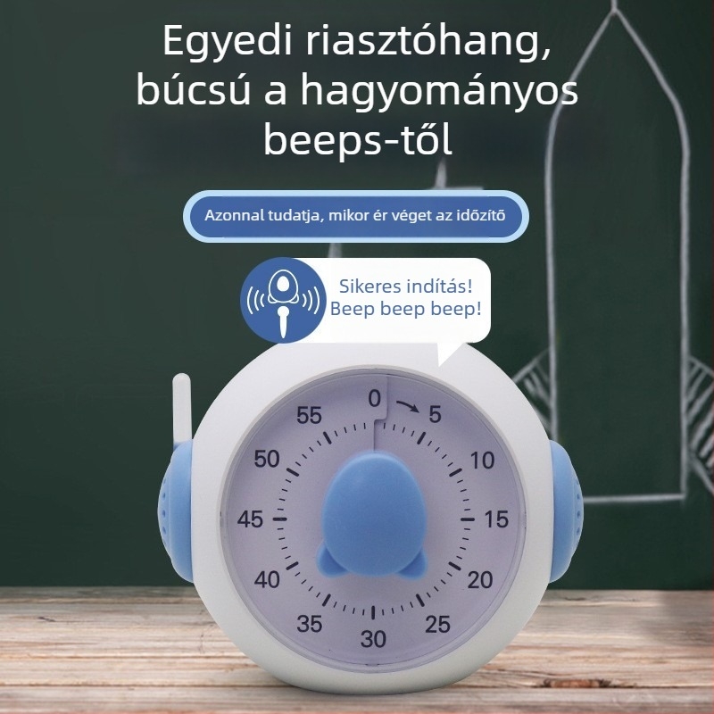 Tanuláshoz vizuális időmérő digitális kijelzővel, riasztással, akkumulátoros, ABS tokozás, rajzfilm dizájn
