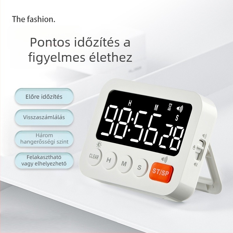 LED visszaszámláló időzítő csendes ébresztéssel a konyhában – minimalist dizájn főzéshez, sütéshez és tojásfőzéshez