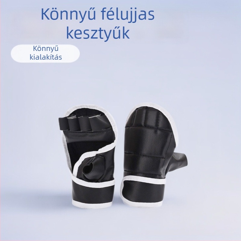 Félujjas MMA bokszkesztyűk felnőtteknek – Taekwondo edzés, csuklóvédelem, 46,5 g, 2025-ös kiadás