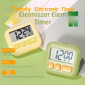 Elektronikus időmérő, kocka alakú ABS ház, LED numerikus kijelző, elemről működik, kubus formájú kialakítás, visszaszámláló és időmérő funkció
