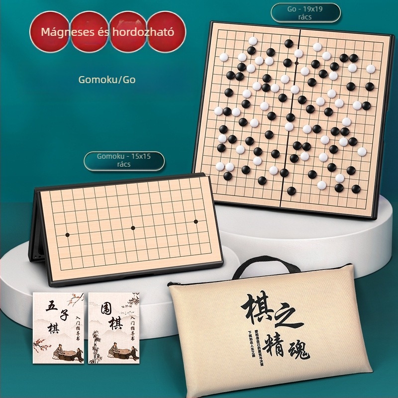 Mágneses Go és Gomoku hordozható tábla gyerekeknek – PVC + mágnesek, 7–14 év, Starship