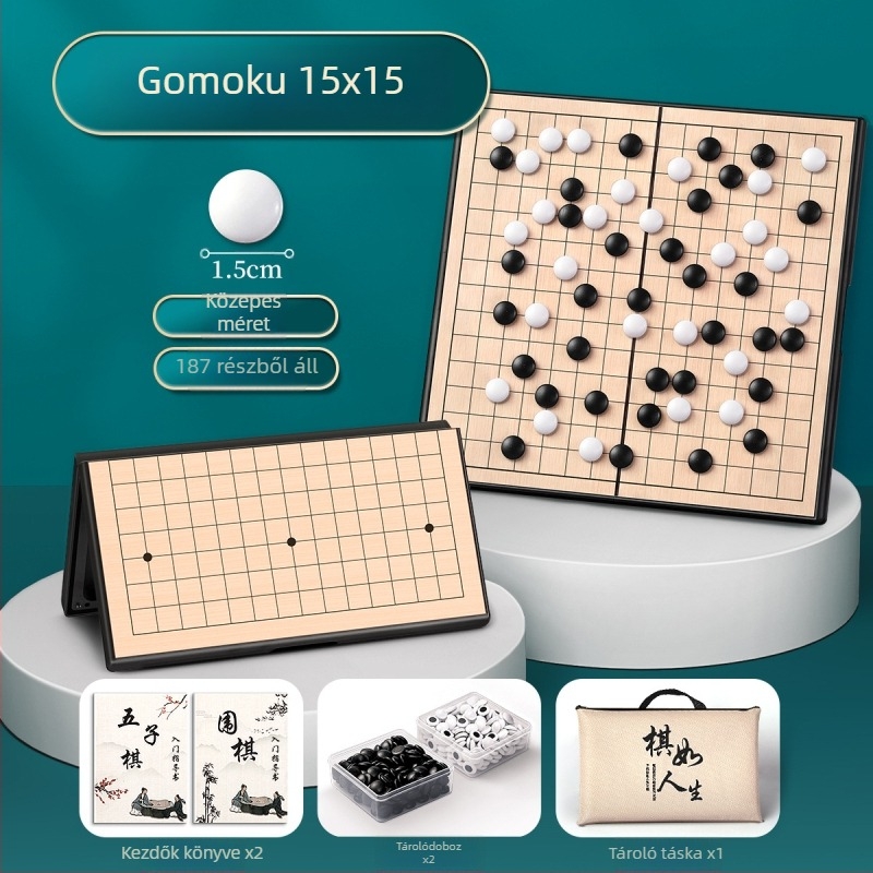 Mágneses Go és Gomoku hordozható tábla gyerekeknek – PVC + mágnesek, 7–14 év, Starship