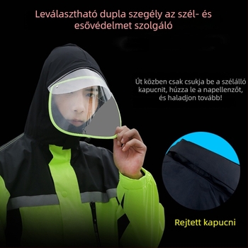 Huahai vastagított esőponcsó motorkerékpár/elektromos kerékpár vezető részére — a szövet vastagsága 22, PVC vízálló réteg, lélegző két rétegű dizájn