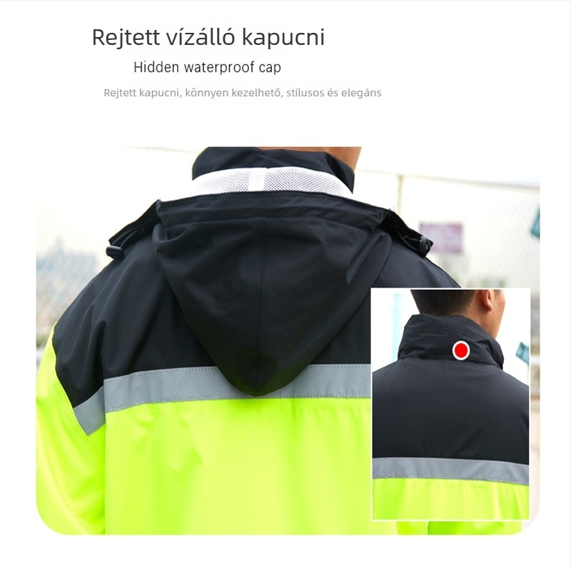 Huahai vastagított esőponcsó motorkerékpár/elektromos kerékpár vezető részére — a szövet vastagsága 22, PVC vízálló réteg, lélegző két rétegű dizájn