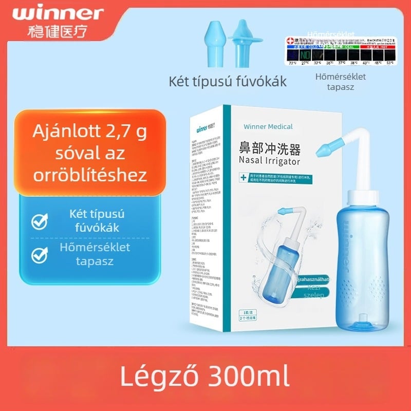 Masszív orröblítő készülék, 300 ml kapacitású, tartalmaz orröblítő sót 2.7 g