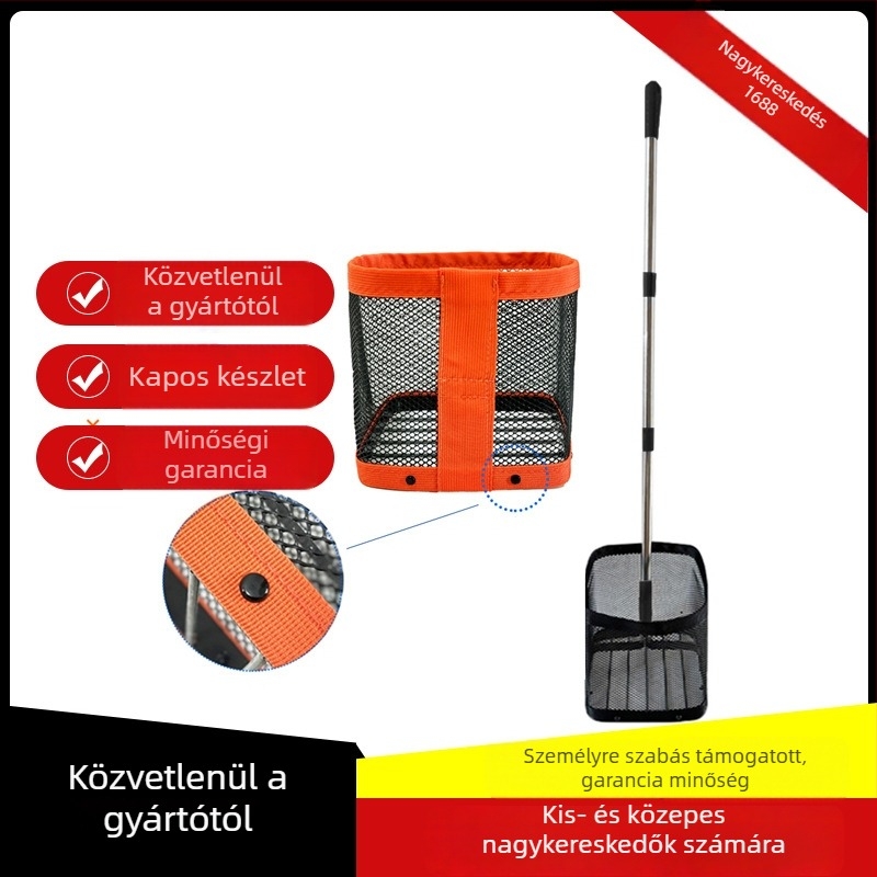 Asztalitenisz golyógyűjtő, hordozható, teleszkópos hálóval és gyűjtőkosárral