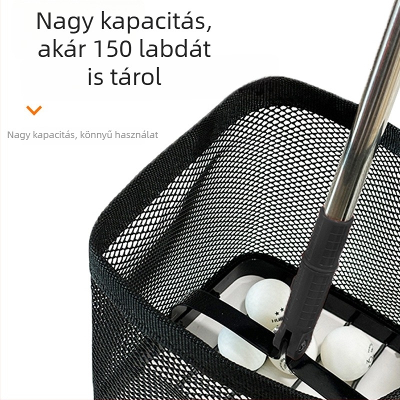 Asztalitenisz golyógyűjtő, hordozható, teleszkópos hálóval és gyűjtőkosárral