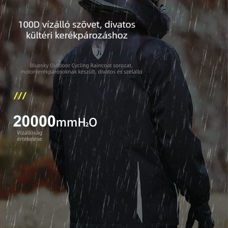Blue Lion osztott típusú motorkerékpáros esőkabát – Chunya Spinning anyag, PVC vízálló réteg, felnőtteknek