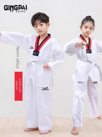 Taekwondo egyenruha hosszú ujjú, pamutkeverékből, edzésre és versenyre, felnőttek és gyerekek számára, tavasztól őszig és télig